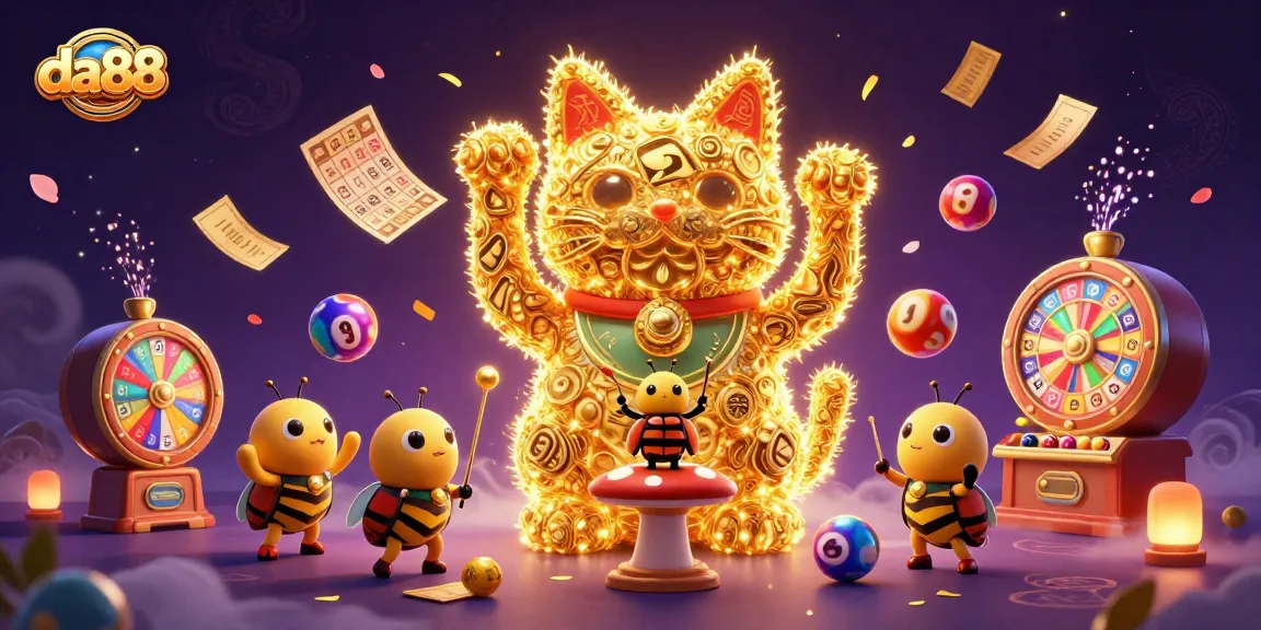 Experience the vibrant da88 casino scene filled with colorful lottery balls and dynamic elements.