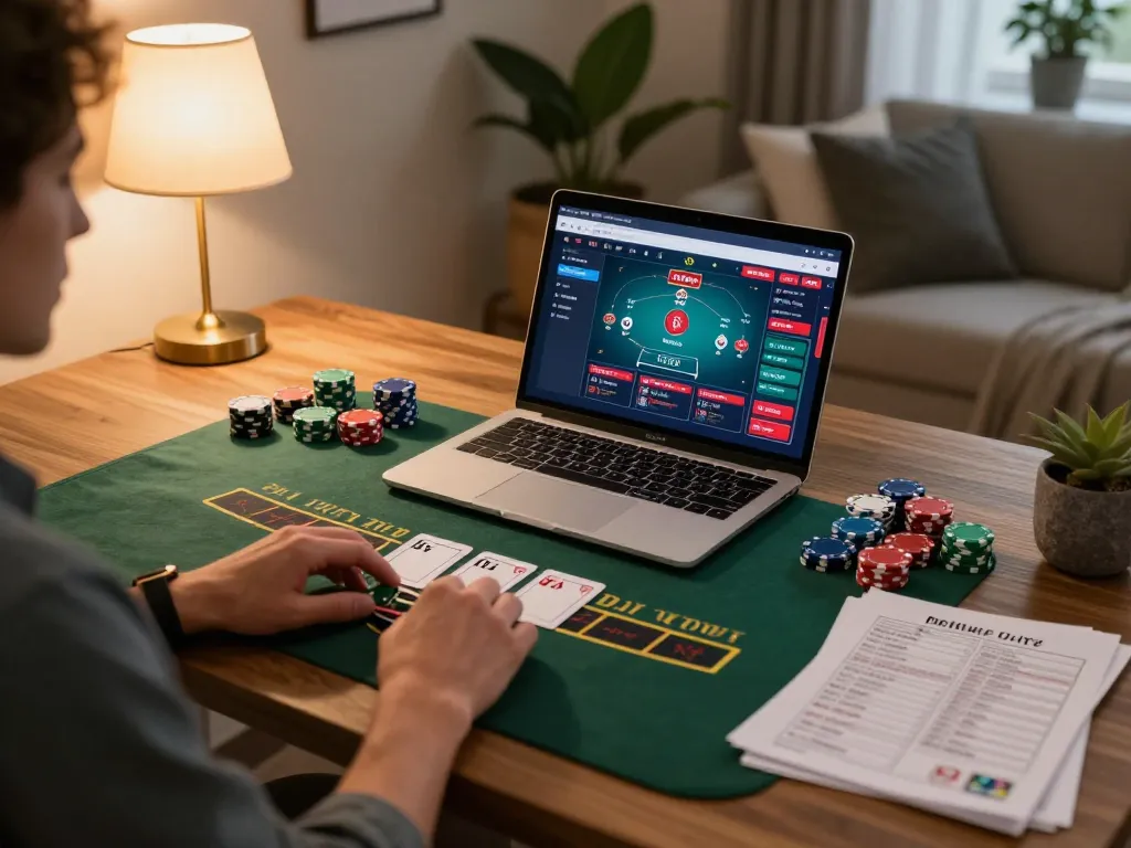 SC88 online gaming session with player immersed in live dealer blackjack action at home setting.