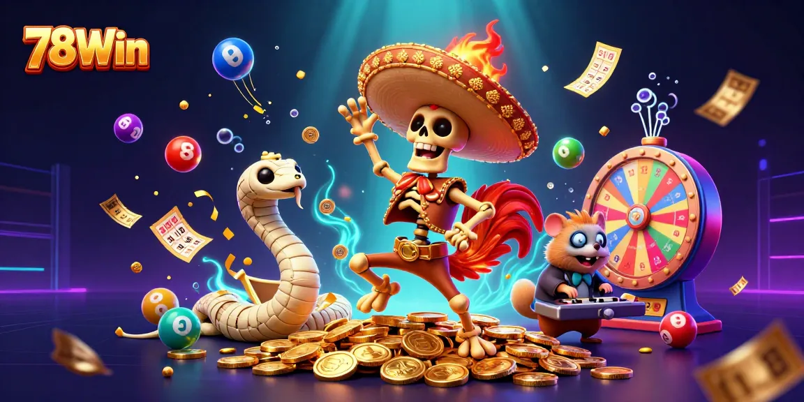 78Win brings excitement to gamers with vibrant lottery scenes featuring unique characters and dynamic action.