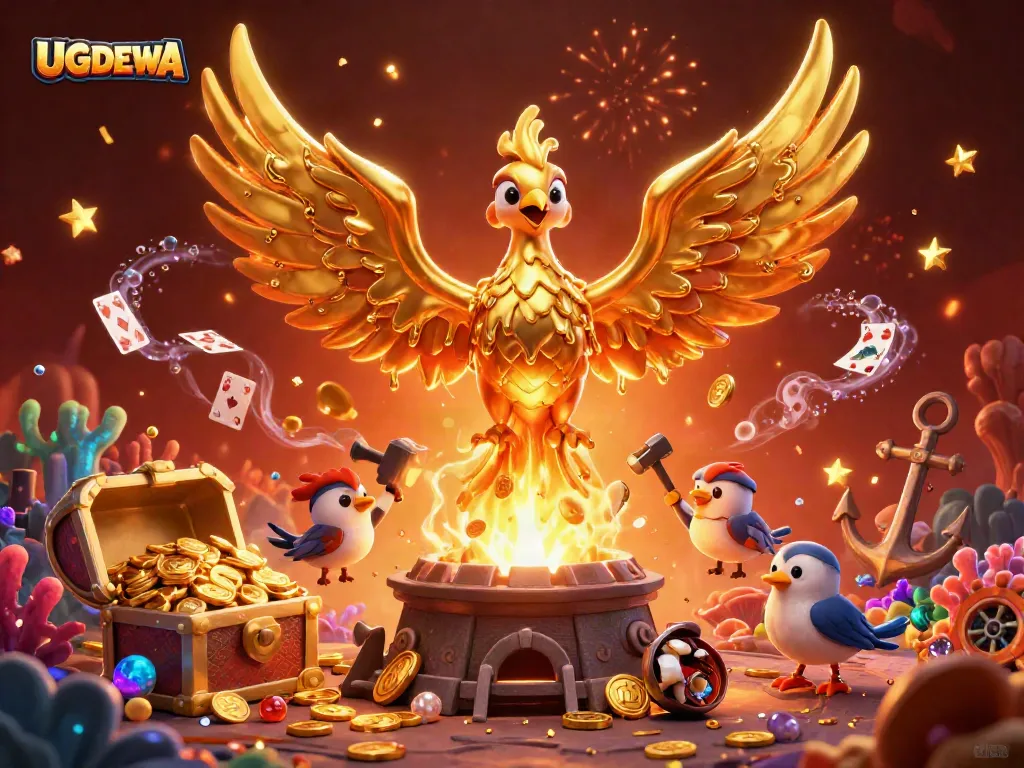 Engage with UGDEWA's vibrant gold-themed casino experience showcasing winning moments and exciting gameplay.