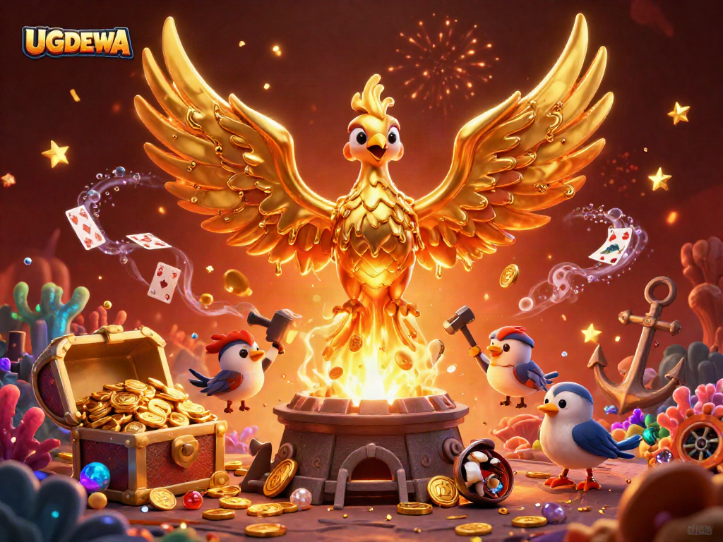 Engage with UGDEWA's vibrant gold-themed casino experience showcasing winning moments and exciting gameplay.