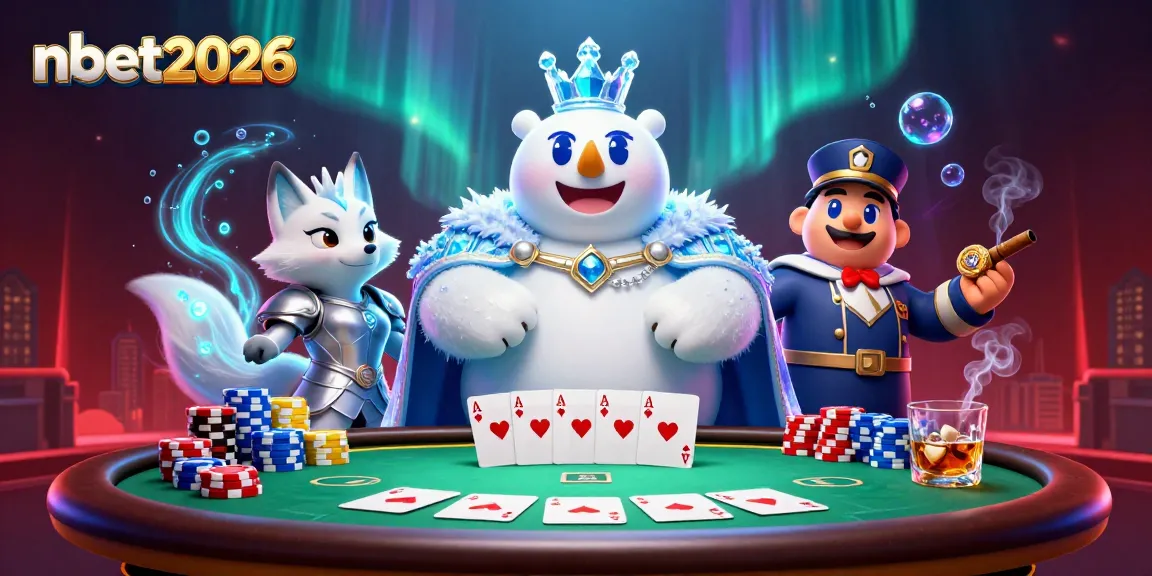 Experience high stakes with nbet2026 through this vibrant 3D casino scene featuring a polar bear king.