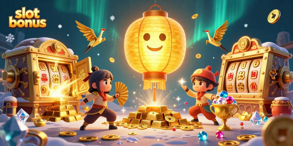 Experience the excitement of winning with slot bonus in this vibrant 3D casino illustration.
