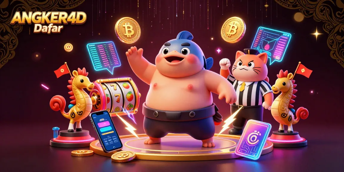 Play and win with ANGKER4D Daftar at an exciting underwater slot game scene featuring playful characters.