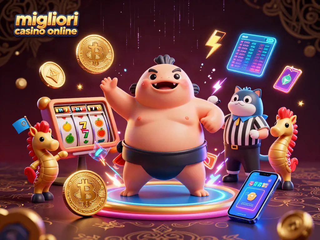 Giochi e slot nei migliori casino online mentre un pesce palla e un pesce gatto giudicano l'azione sott'acqua.