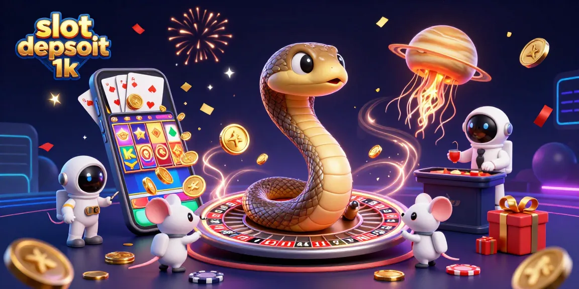 Experience excitement in slot depsoit 1k with a cosmic casino scene featuring betting mice and vibrant game elements.