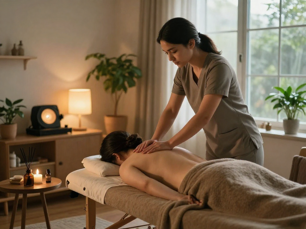 Comfortable 김포출장마사지 session in a cozy home setting with a professional therapist.