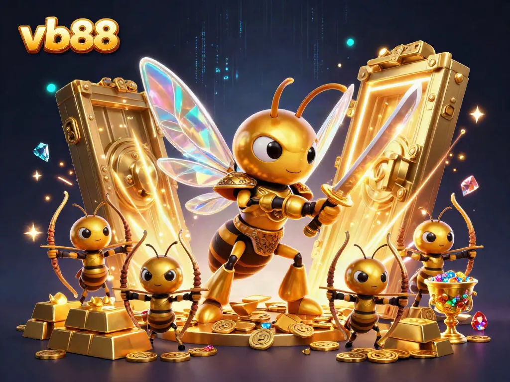 Experience thrilling gameplay and high rewards with vb88 in this vibrant 3D casino illustration.