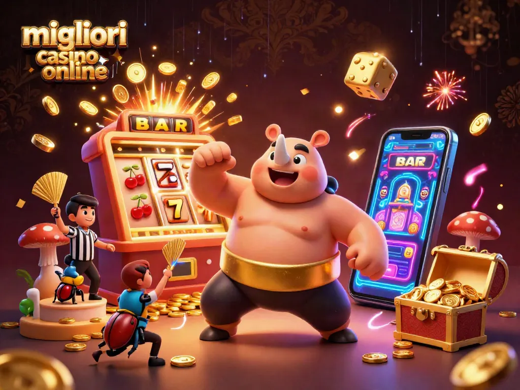 I migliori casino online offrendo giochi entusiasmanti e vincite straordinarie in un'illustrazione vivace