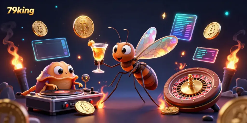 Experience thrilling gaming with 79king, featuring a unique 3D casino character scene.
