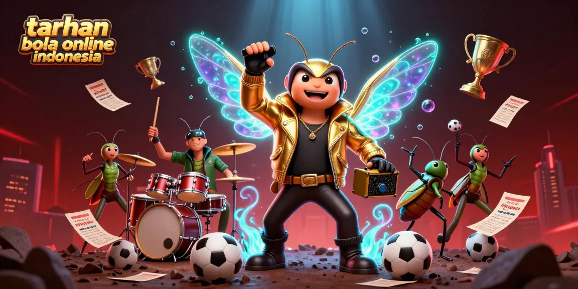 Experience taruhan bola online indonesia in a vibrant 3D illustration showcasing dynamic sports betting elements.