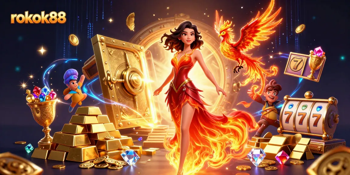 Experience exciting wins at rokok88 with a vibrant scene full of casino treasures.