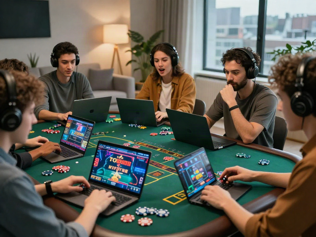 Engaged players at https://hitclub3.io/ enjoying live casino games in a vibrant home setting.