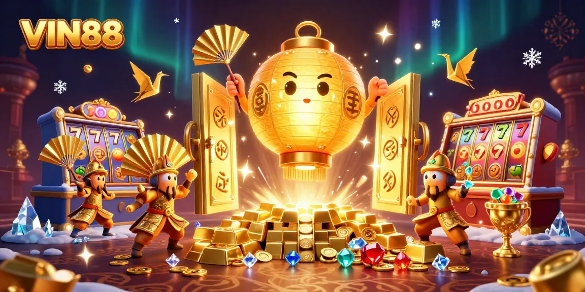 Experience the vibrant energy at VIN88 with a bustling night market casino scene filled with golden treasures and luck!